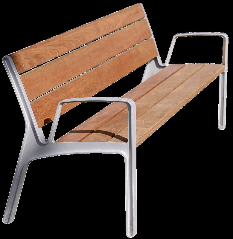 Sitzbank MIELA mit Rückenlehne und Armlehnen, mit Jatobaholzbelattung