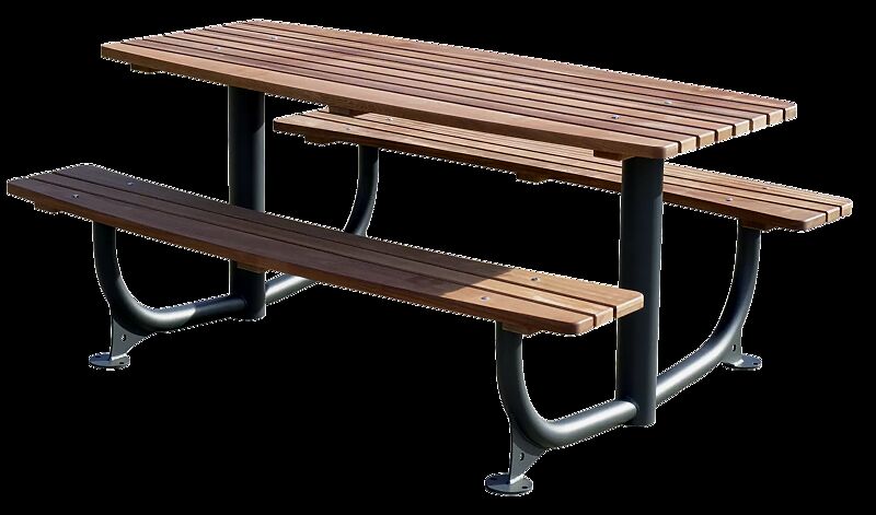 Bank-Tisch-Kombination COMO mit Sapeliholzbelattung, Stahlteile in RAL 7016 anthrazitgrau