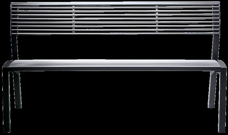 Sitzbank VERA mit Rückenlehne, mit Edelstahl-Rundstahlauflage, Stahlteile in RAL 9005 tiefschwarz