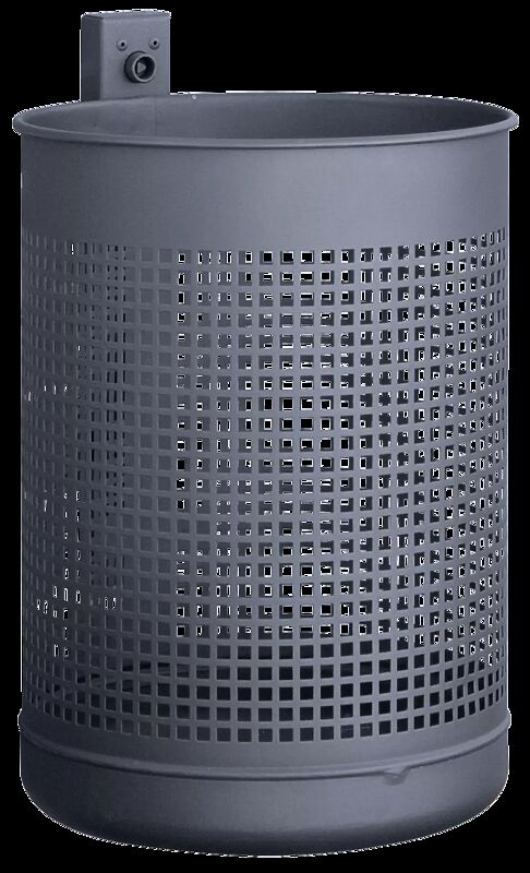Abfallbehälter BRISTOL, Lochoptik, in RAL 7016 anthrazitgrau, Wandbefestigung