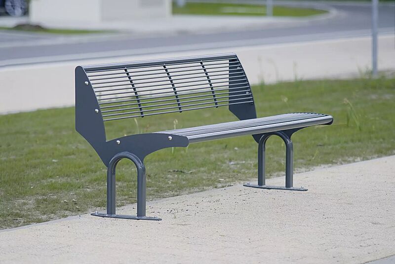 Sitzbank TAURUS mit Rückenlehne, in RAL 7016 anthrazitgrau