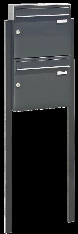 Briefkastenanlage BRETAGNE, mit 2 Briefkästen, zum Einbetonieren, in RAL 7016 anthrazitgrau