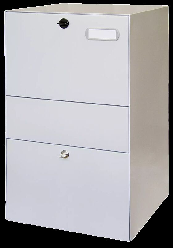 Briefkastensystem HILLION XXL mit Zustellbox in RAL 9006 weißaluminium