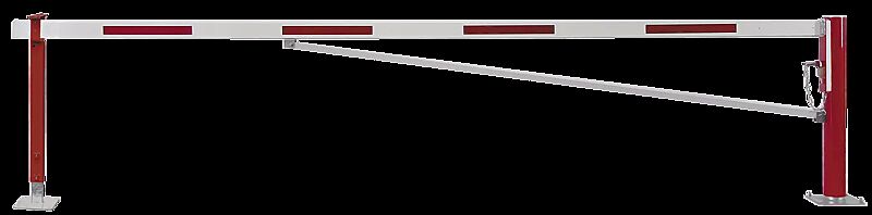 Wegesperre FLEN zum Aufdübeln, mit Diagonalstrebe und höhenverstellbarer Auflagestütze, Sperrbreite 4,5 m