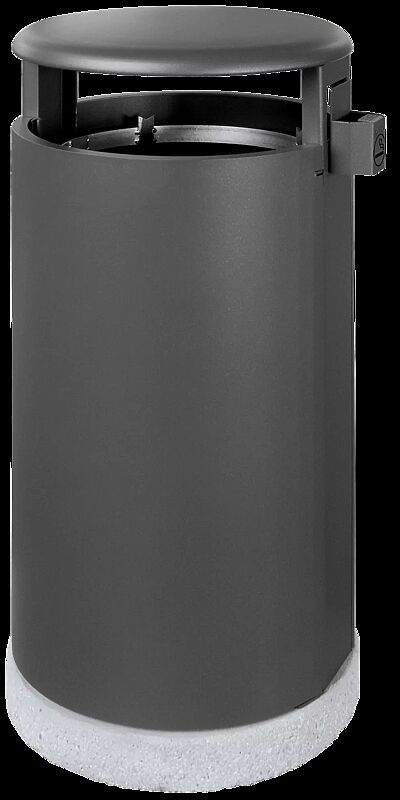 Abfallbehälter HERA mit Ascher, mit Betonsockel zum freien Aufstellen