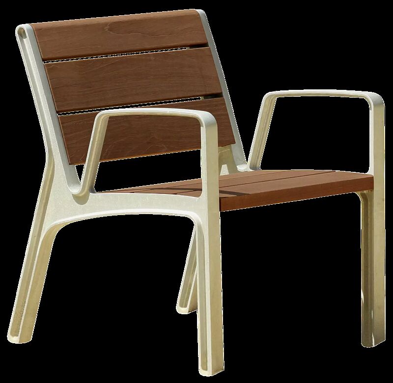 Sitz MIELA mit Rückenlehne und Armlehnen, mit Jatobaholzbelattung