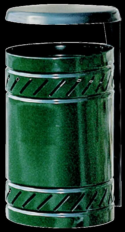 Abfallbehälter MAGGIOLINO mit Schutzdach, in RAL 6005 moosgrün