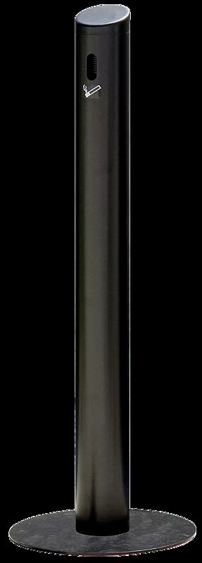 Standascher SMOKER aus Aluminium, mit Fußplatte, in RAL 9011 graphitschwarz