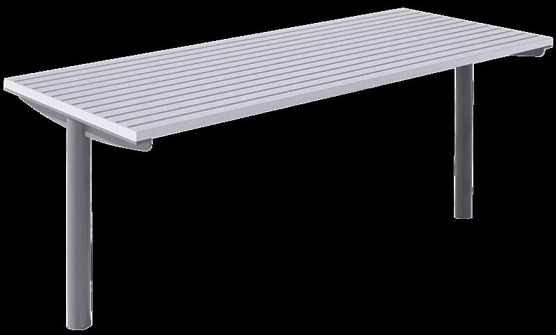 Tisch STEEL in RAL 9006 weißaluminium und RAL 9007 graualuminium (zweifarbig auf Anfrage)