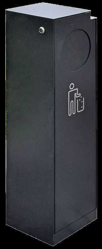 Abfallbehälter CRYSTAL mit Ascher, 32 Liter, mit Einwurfklappe, in RAL 7016 anthrazitgrau, Siebdruck in RAL 9003 signalweiß