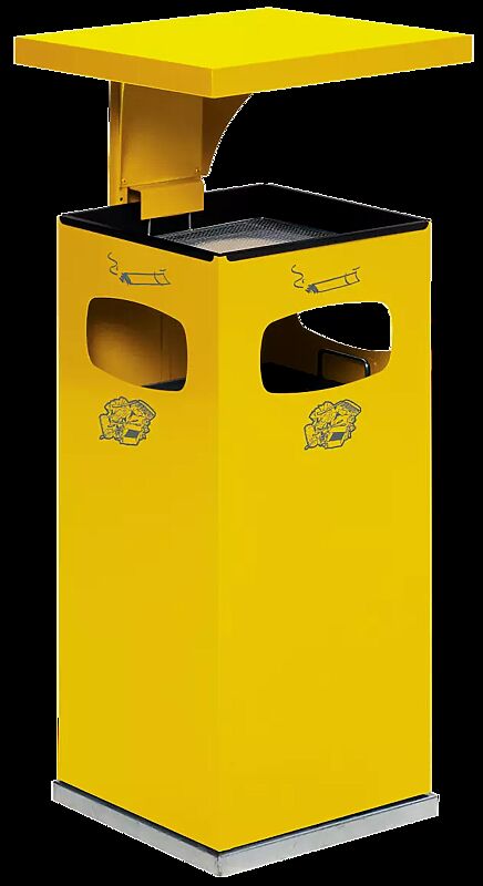 Abfallbehälter CASTLE mit Ascher, 38 Liter, in RAL 1023 verkehrsgelb