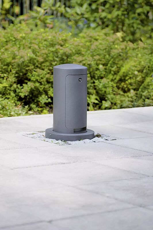 Energie-Versorgungspoller BADAJOZ MINI PLUS, feuerverzinkt und pulverbeschichtet in DB 703 eisenglimmer