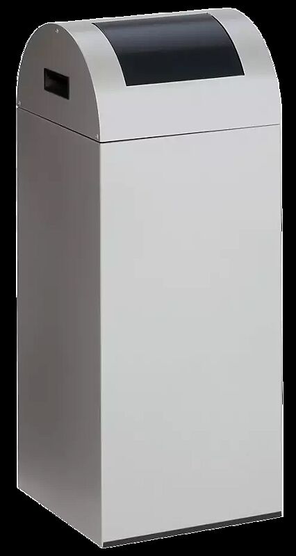 Wertstoffsammler CLEVELAND, 60 Liter, Korpus in silber, mit Federeinwurfklappe, Einwurfklappe in RAL 7021 schwarzgrau