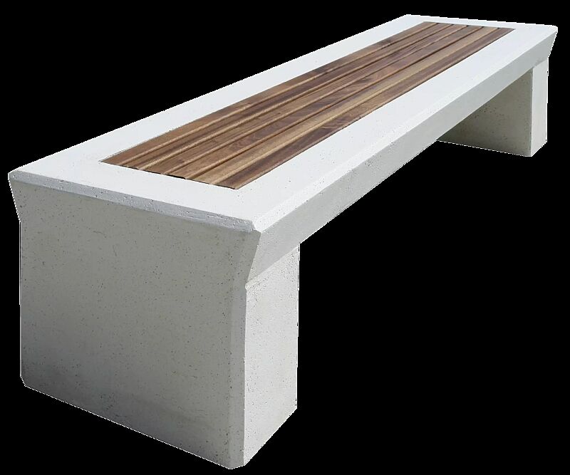 Sitzbank HYDRA ohne Rückenlehne, Beton weiß