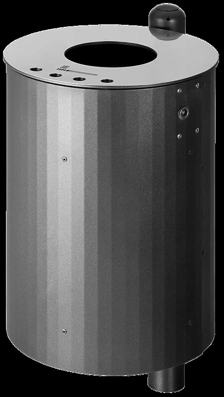 Abfallbehälter BEXHILL mit Ascher, 40 Liter, mit Pfosten, in DB 703 eisenglimmer