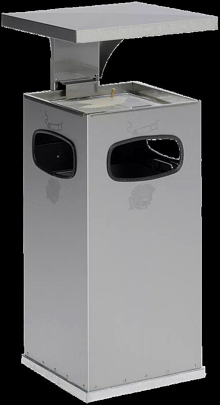 Abfallbehälter CASTLE mit Ascher, 38 Liter, aus Edelstahl