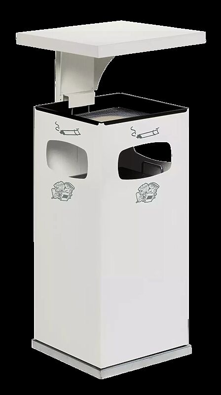 Abfallbehälter CASTLE mit Ascher mit Ascher, 38 Liter, in RAL 9016 verkehrsweiß