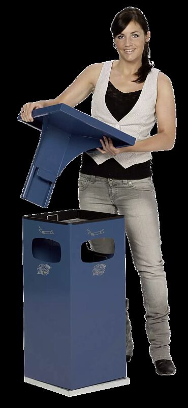 Abfallbehälter CASTLE mit Ascher, 72 Liter, in RAL 5010 enzianblau