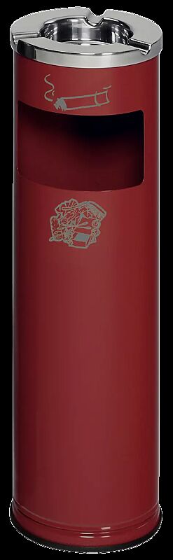 Abfallbehälter BONN mit Ascher, RAL 3000 feuerrot