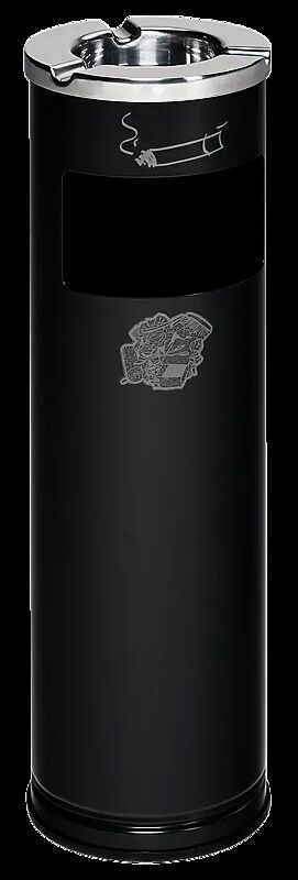 Abfallbehälter BONN mit Ascher, RAL 7021 schwarzgrau