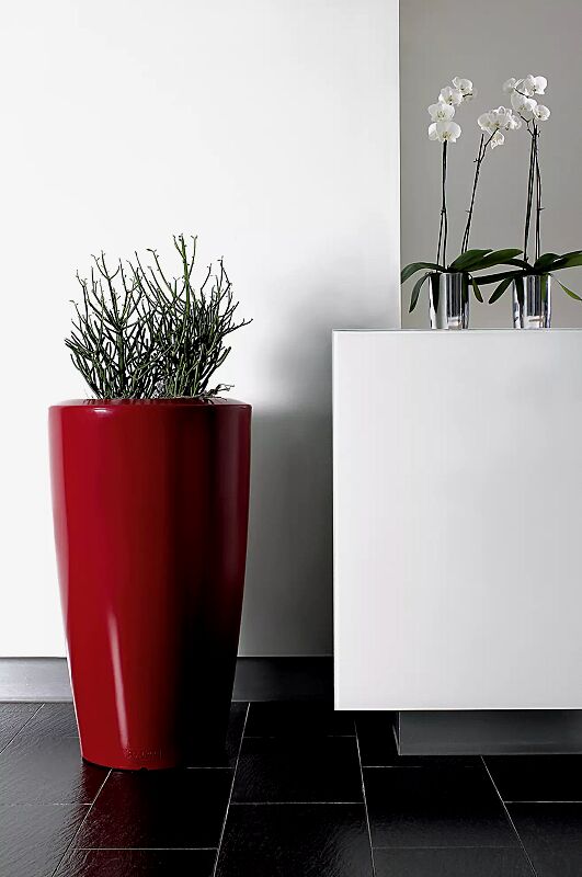 Pflanzbehälter UNA, Höhe 900 mm, in rubinrot ähnlich RAL 3003