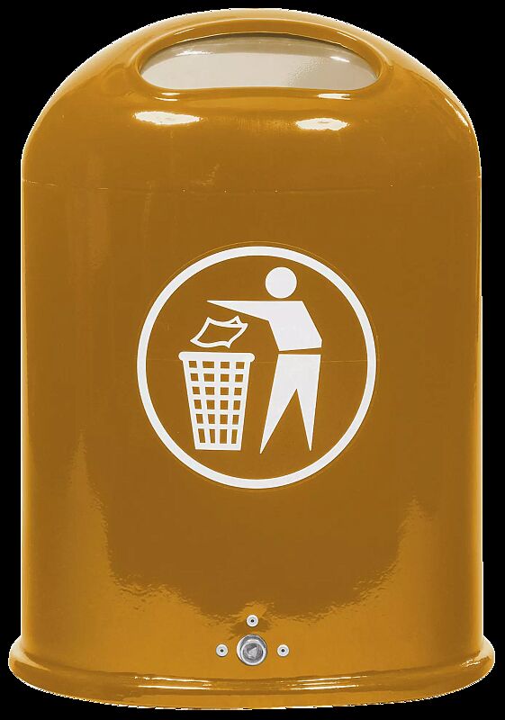 Abfallbehälter DERBY mit Federeinwurfklappe, ohne Ascher, in RAL 2000 gelborange