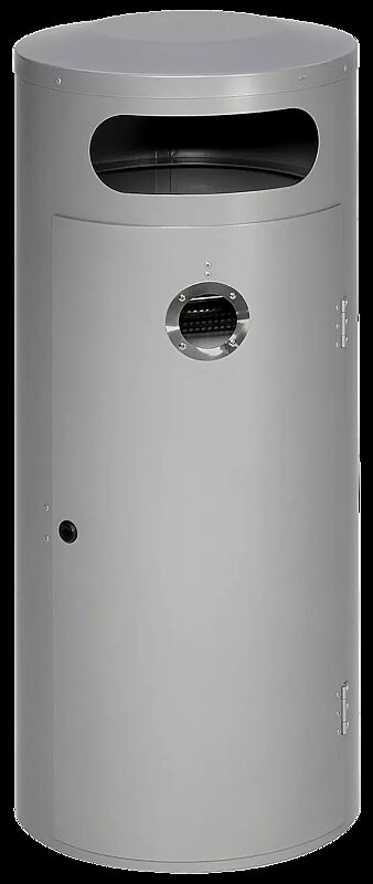 Abfallbehälter AMOS mit Ascher, 70 Liter, in silber