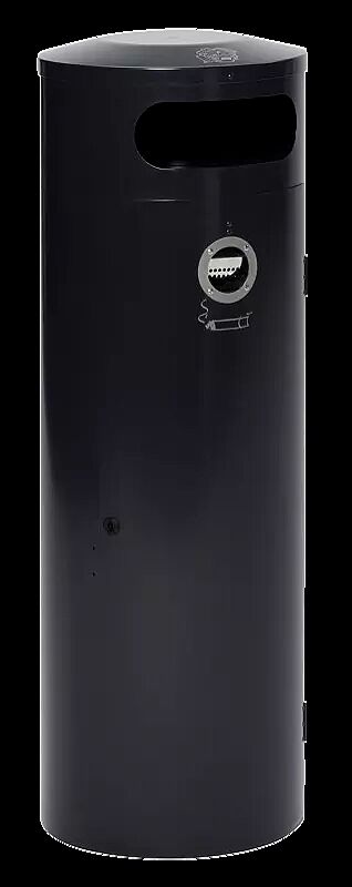 Abfallbehälter AMOS mit Ascher, 90 Liter, in RAL 7021 schwarzgrau