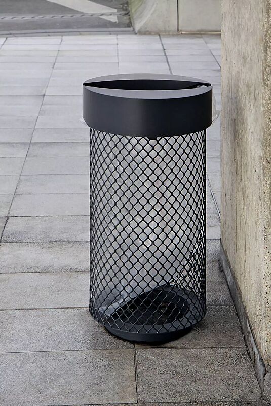 Abfallbehälter AEROPORTO mit Aluminiumdeckel, in RAL 7016 anthrazitgrau