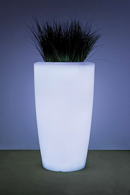 Pflanzbehälter UNA-LIGHT, Höhe 900 mm, transluzent beleuchtet