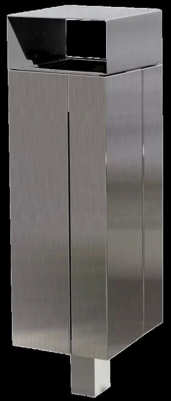 Abfallbehälter NANUK mit Schutzdach, Korpus: Edelstahlblech, Stahlteile in RAL 9007 graualuminium