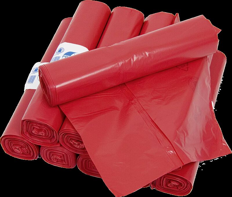 Kunststoff-Abfallsäcke aus LDPE, rot, 60 my, 120 Liter, VE = 250 Stück