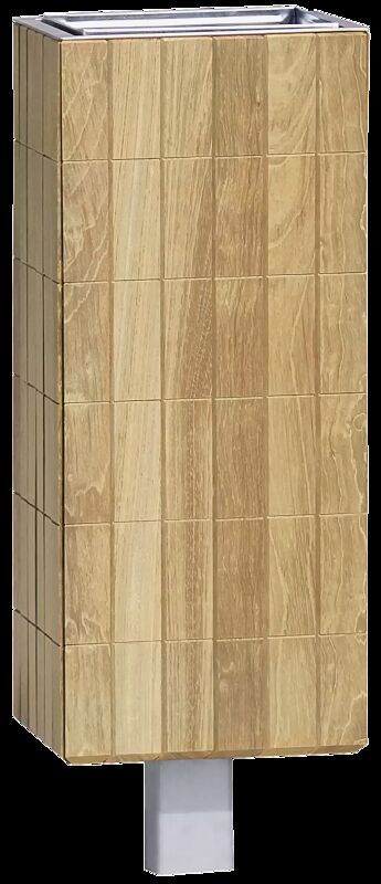 Abfallbehälter NANUK, quadratisch, Korpus: Robinienholzbelattung, Stahlteile in RAL 9006 weißaluminium