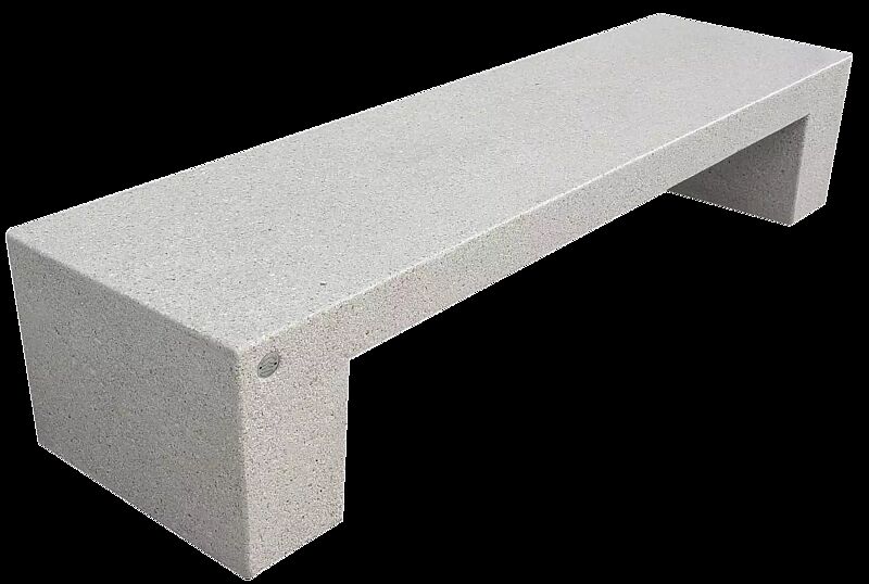 Sitzbank ERACLEA ohne Rückenlehne, aus Beton, Sitzfläche geschliffen, in Granitoptik weiß