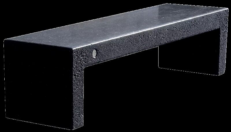 Sitzbank VENEZIA aus rekonstituiertem Marmor, Sitzfläche geschliffen, in schwarz ebano