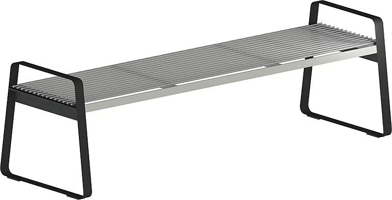 Sitzbank PREVA URBANA ohne Rückenlehne und mit Armlehnen, Stahlteile in RAL 7016 anthrazitgrau