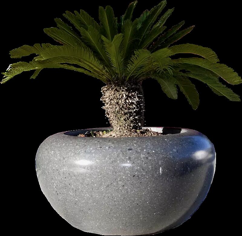 Pflanzbehälter VENERE aus rekonstituiertem Marmor geschliffen, in schwarz ebano