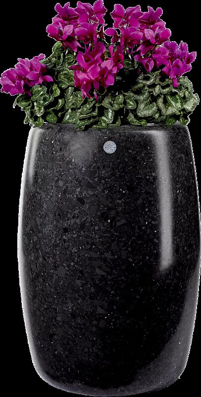 Pflanzbehälter PEGASO aus rekonstituiertem Marmor geschliffen, in schwarz ebano