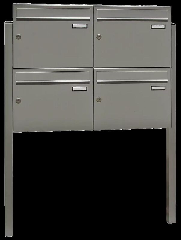 Briefkastenanlage BRETAGNE, mit 4 Briefkästen, zum Einbetonieren, in RAL 7004 signalgrau