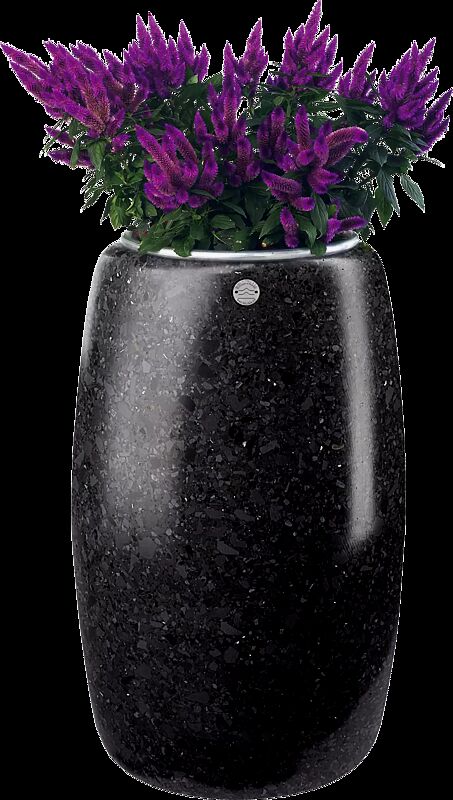 Pflanzbehälter ORIONE aus rekonstituiertem Marmor geschliffen, in schwarz ebano