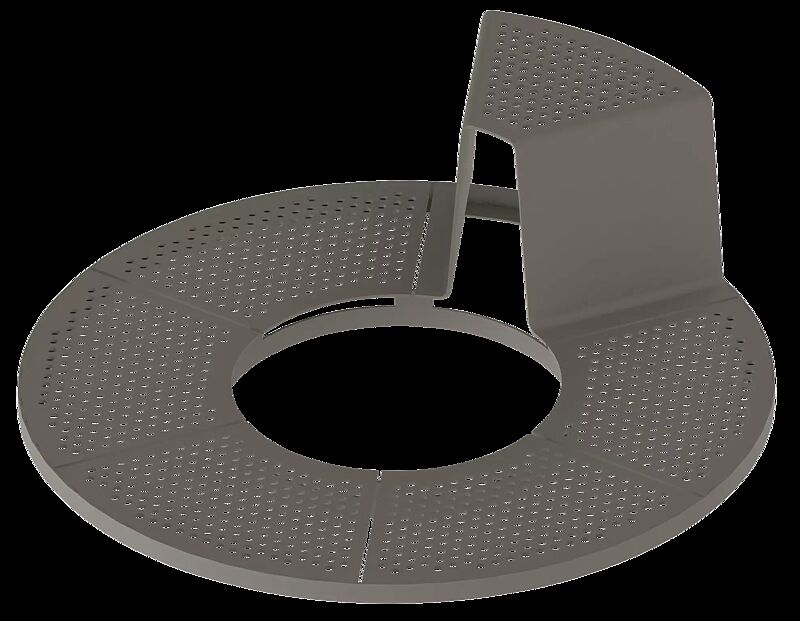 Baumschutzrost SINUS mit 1 Sitz, Sitz ohne Kunststoffnoppen, in RAL 9007 graualuminium