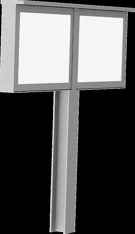 Schaukasten C-LIGHT IF mit zentralem Grundständer zum Aufdübeln und Überdachung, in RAL 9006 weißaluminium