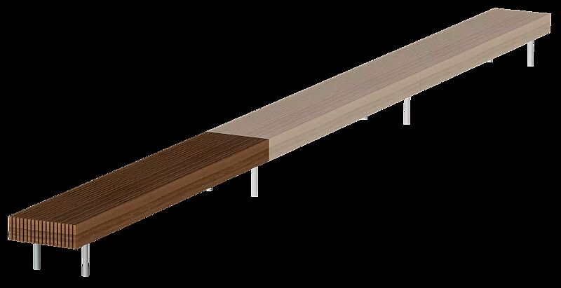 Sitzbank WOODY - Anfangselement, mit Jatobaholzbelattung