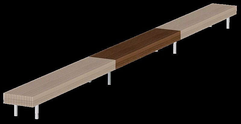 Sitzbank WOODY - Mittelelement, mit Jatobaholzbelattung