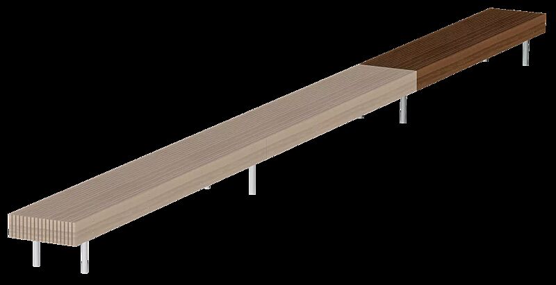 Sitzbank WOODY - Endelement, mit Jatobaholzbelattung