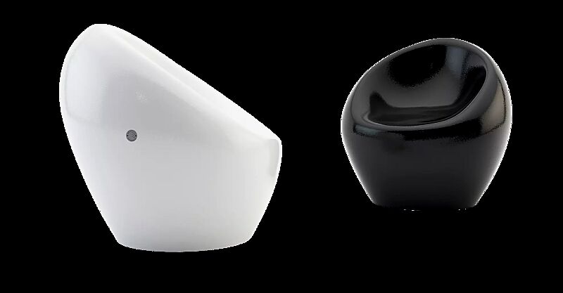 Sitze CUDDLY zum freien Aufstellen, aus Beton, in RAL 9010 reinweiß und RAL 9005 tiefschwarz