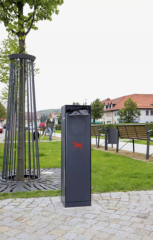 Hundetoilette CRYSTAL in RAL 7016 anthrazitgrau, Siebdruck in RAL 3020 verkehrsrot