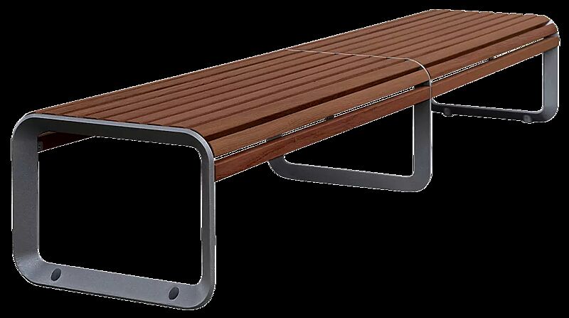 Doppelsitzbank PORTIQOA ohne Rückenlehne, mit Jatobaholzbelattung