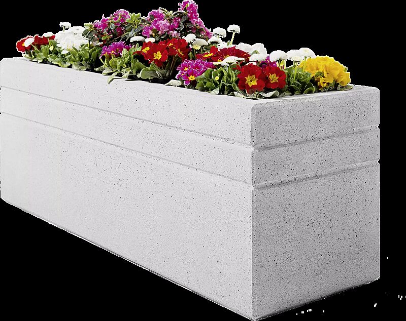 Pflanzbehälter BRNO, rechteckig, Beton sandgestrahlt