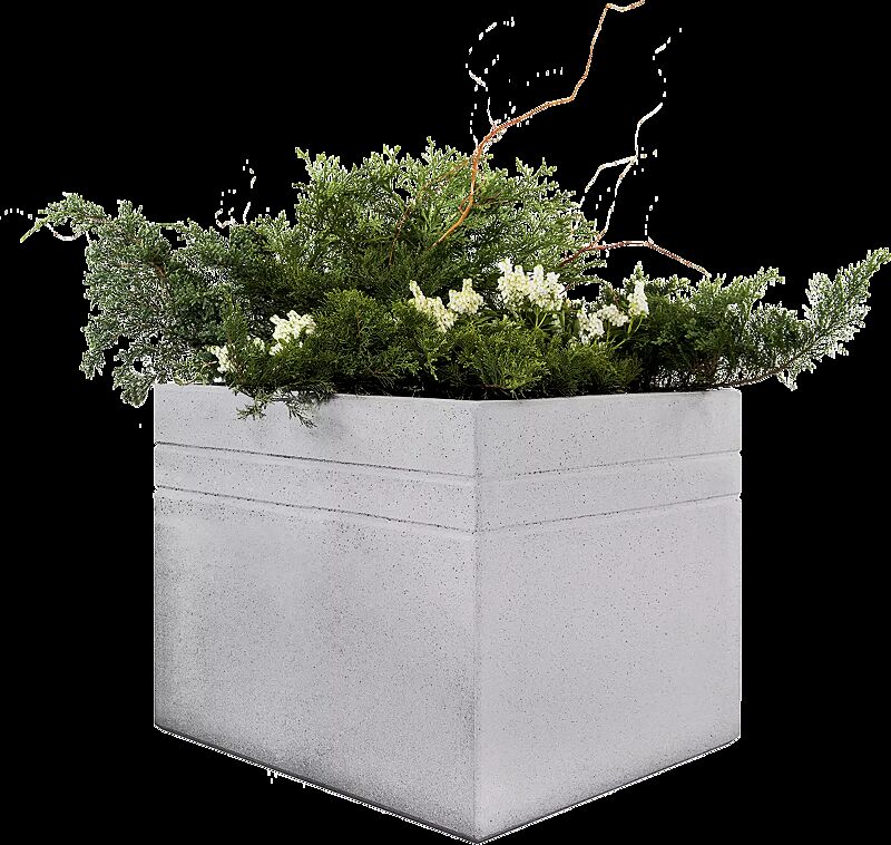 Pflanzbehälter BRNO, quadratisch, Beton sandgestrahlt
